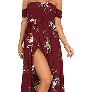 Svaliy women's floral off shoulder maxi dress